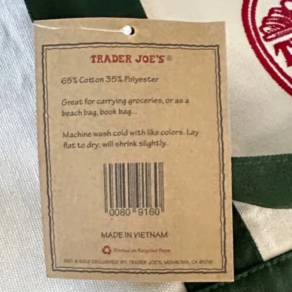 Limited Edition NWT Large Green Trader Joe's TOTE - Picture 5 of 5